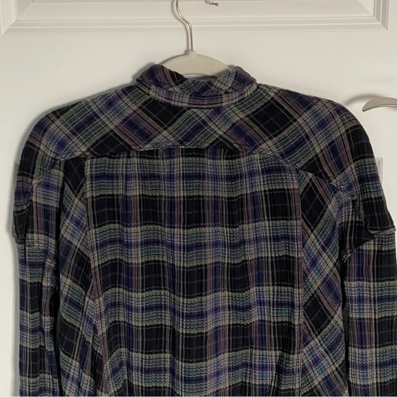 Free People Juniper Ridge Snap Side Plaid Button Down Top 35204 - Picture 10 of 16